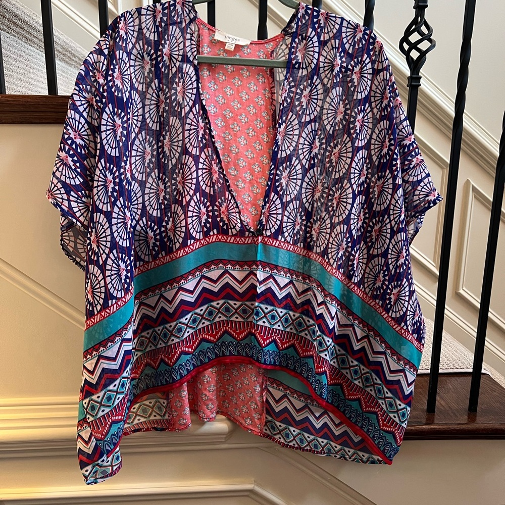 💚 Umgee small medium sheer  Geometric Patterned Kimono